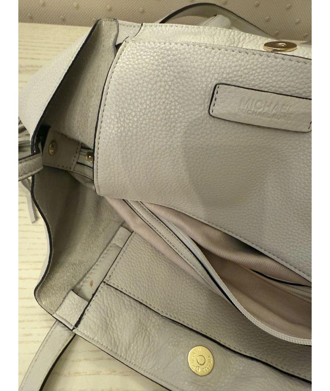 MICHAEL KORS Белая кожаная сумка тоут, фото 6