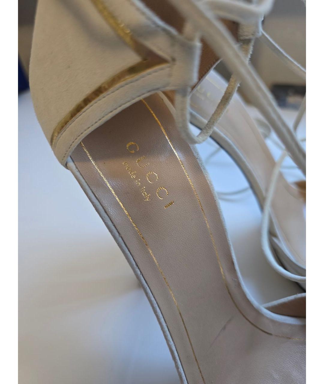 GUCCI Белые замшевые босоножки, фото 8