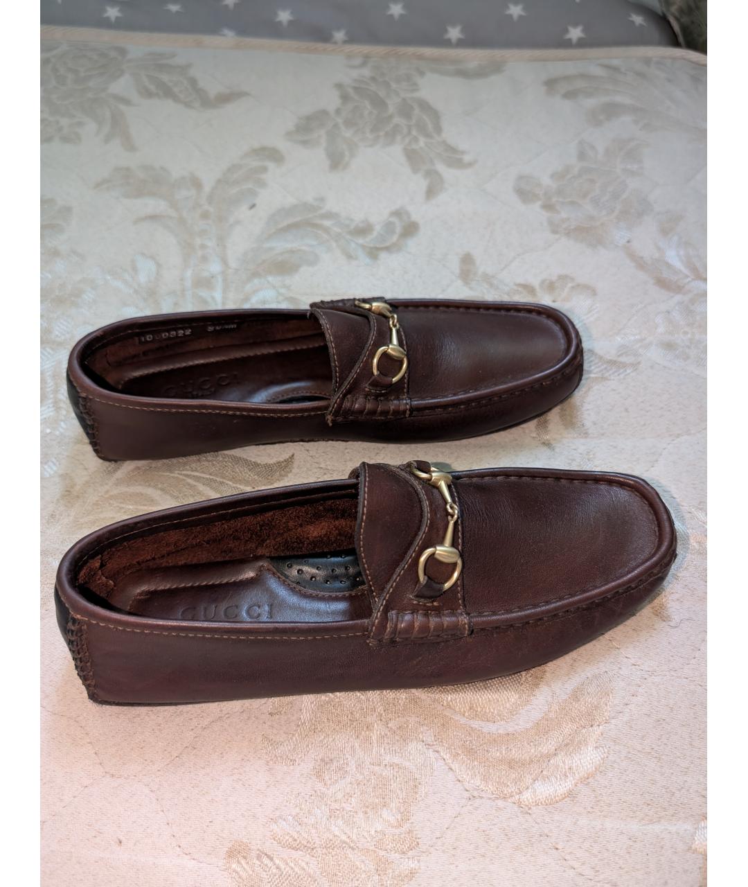 GUCCI Коричневые кожаные лоферы, фото 9
