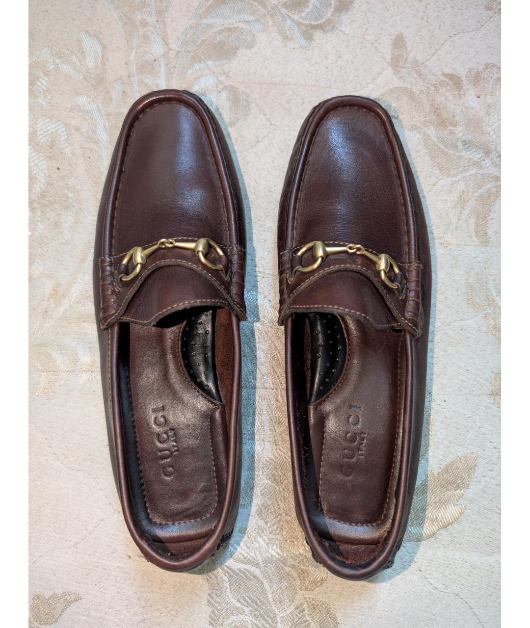 GUCCI Коричневые кожаные лоферы, фото 3