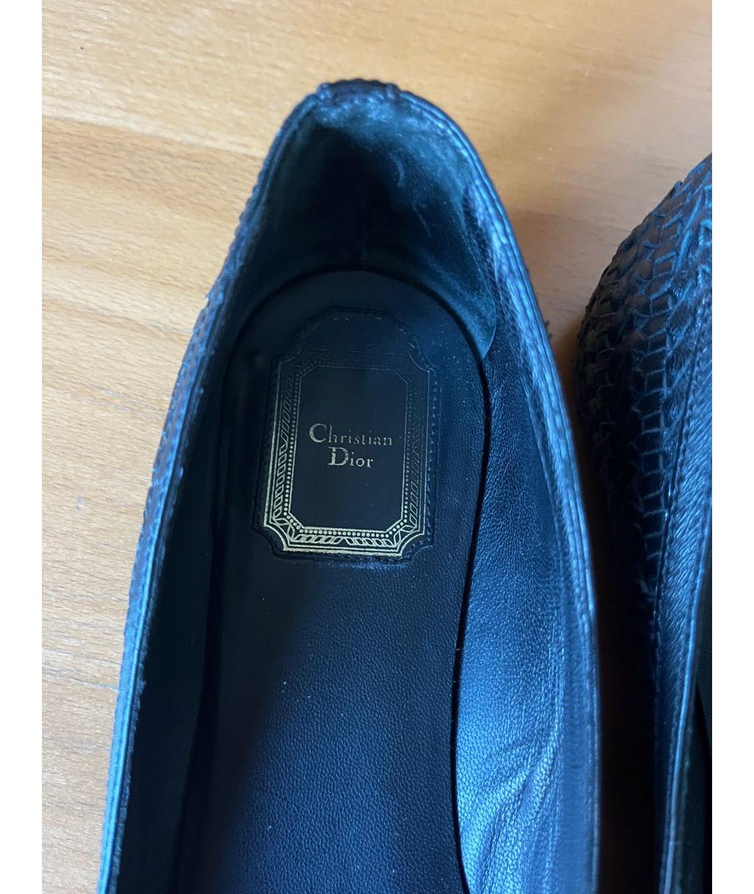 CHRISTIAN DIOR Черные кожаные балетки, фото 5