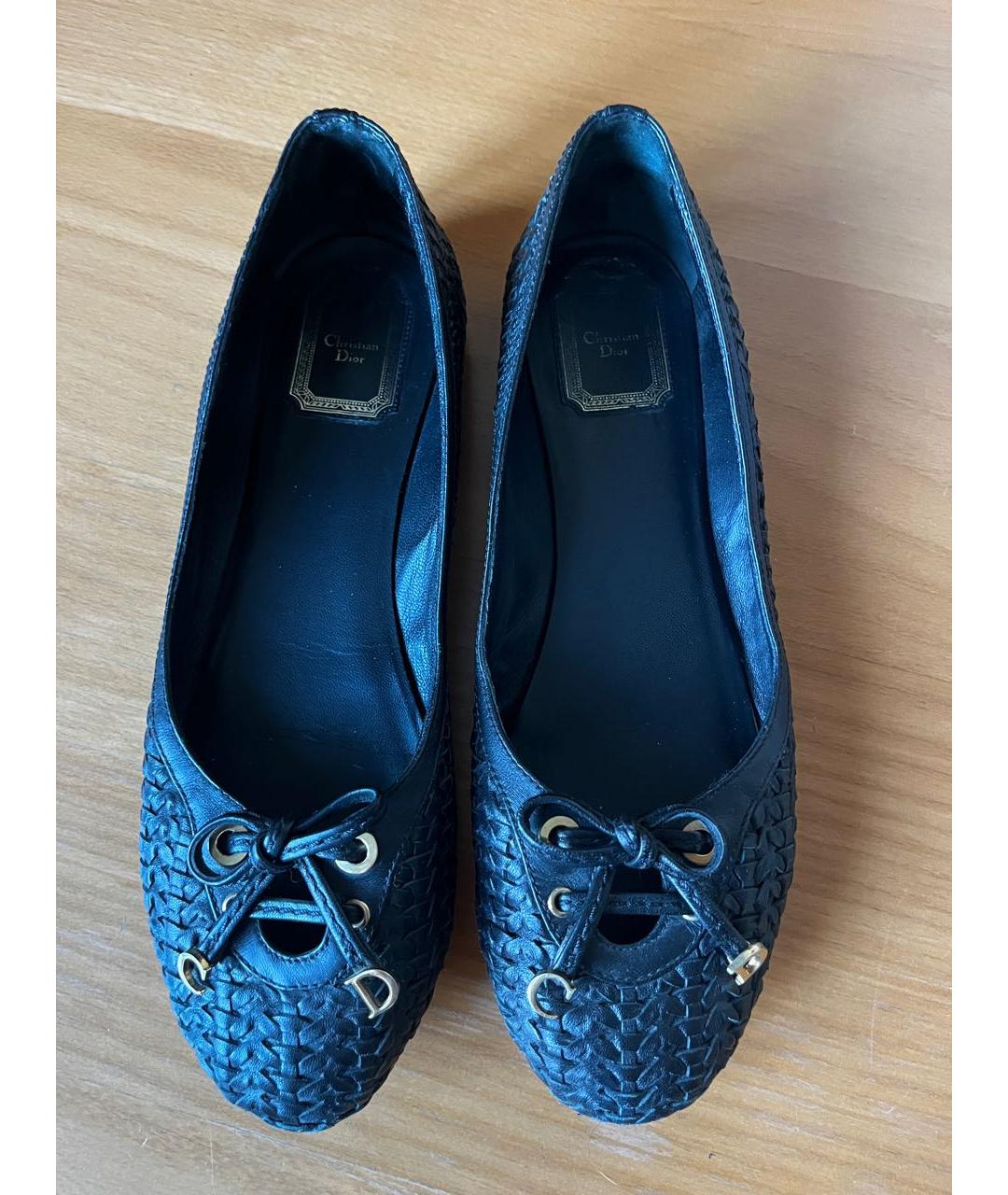 CHRISTIAN DIOR Черные кожаные балетки, фото 3