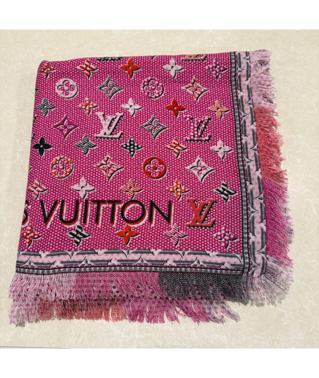 LOUIS VUITTON Фуксия шерстяной платок, фото 8