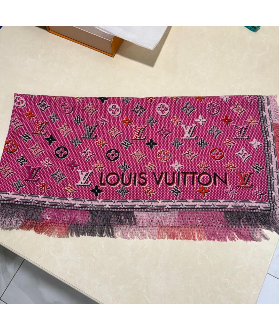 LOUIS VUITTON Фуксия шерстяной платок, фото 5