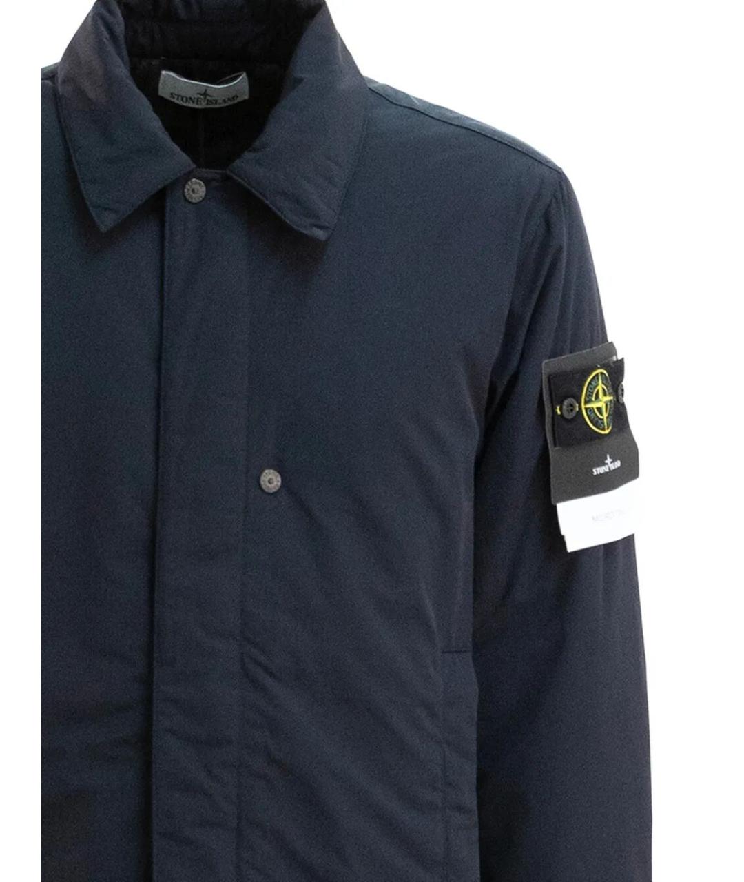STONE ISLAND Темно-синее полиэстеровое пальто, фото 2