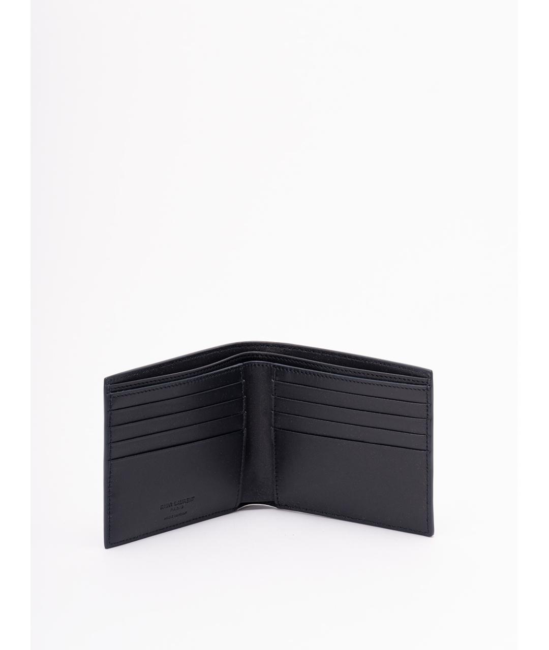 SAINT LAURENT Черный кожаный кошелек, фото 3