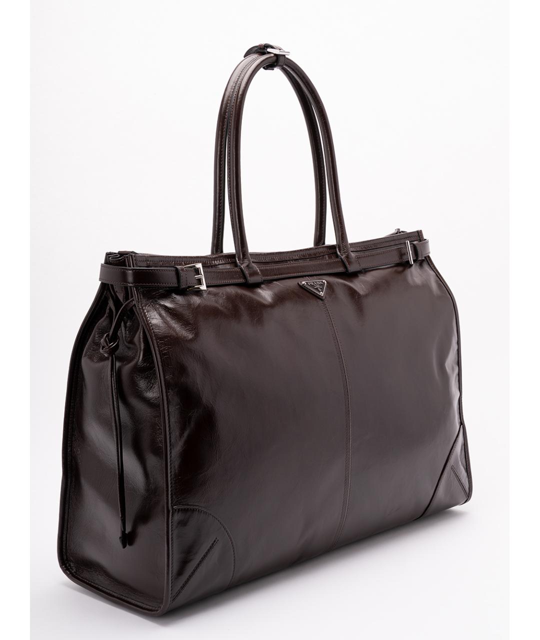 PRADA Коричневая кожаная сумка тоут, фото 3