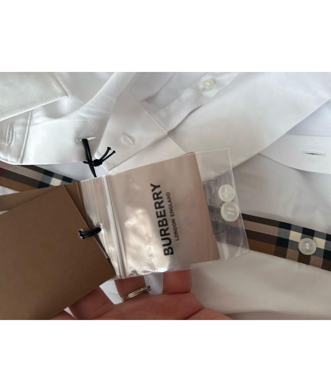 BURBERRY Белая хлопковая классическая рубашка, фото 7