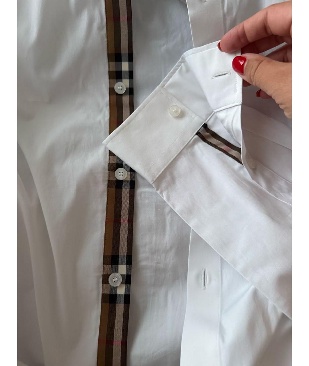 BURBERRY Белая хлопковая классическая рубашка, фото 4