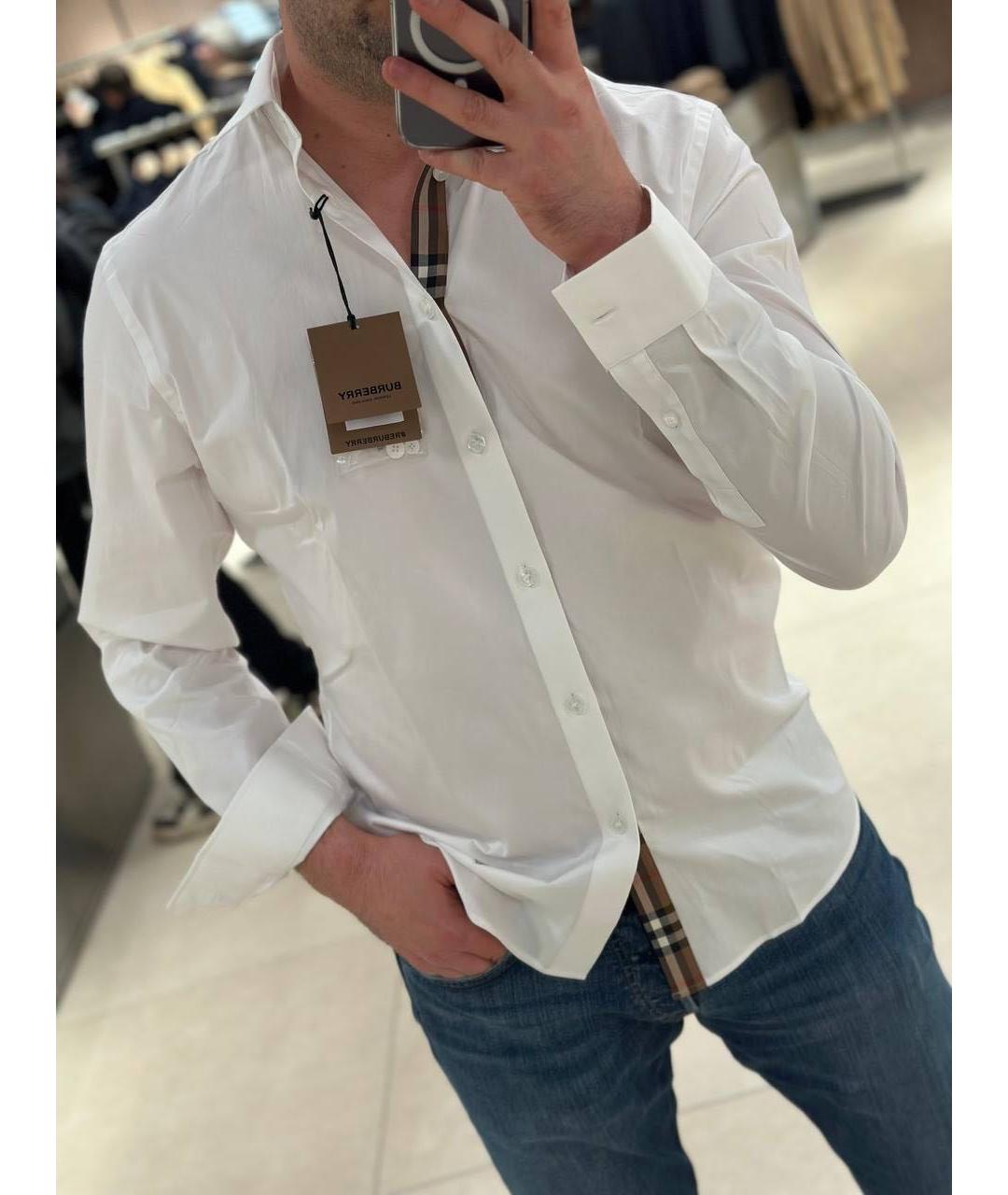 BURBERRY Белая хлопковая классическая рубашка, фото 2