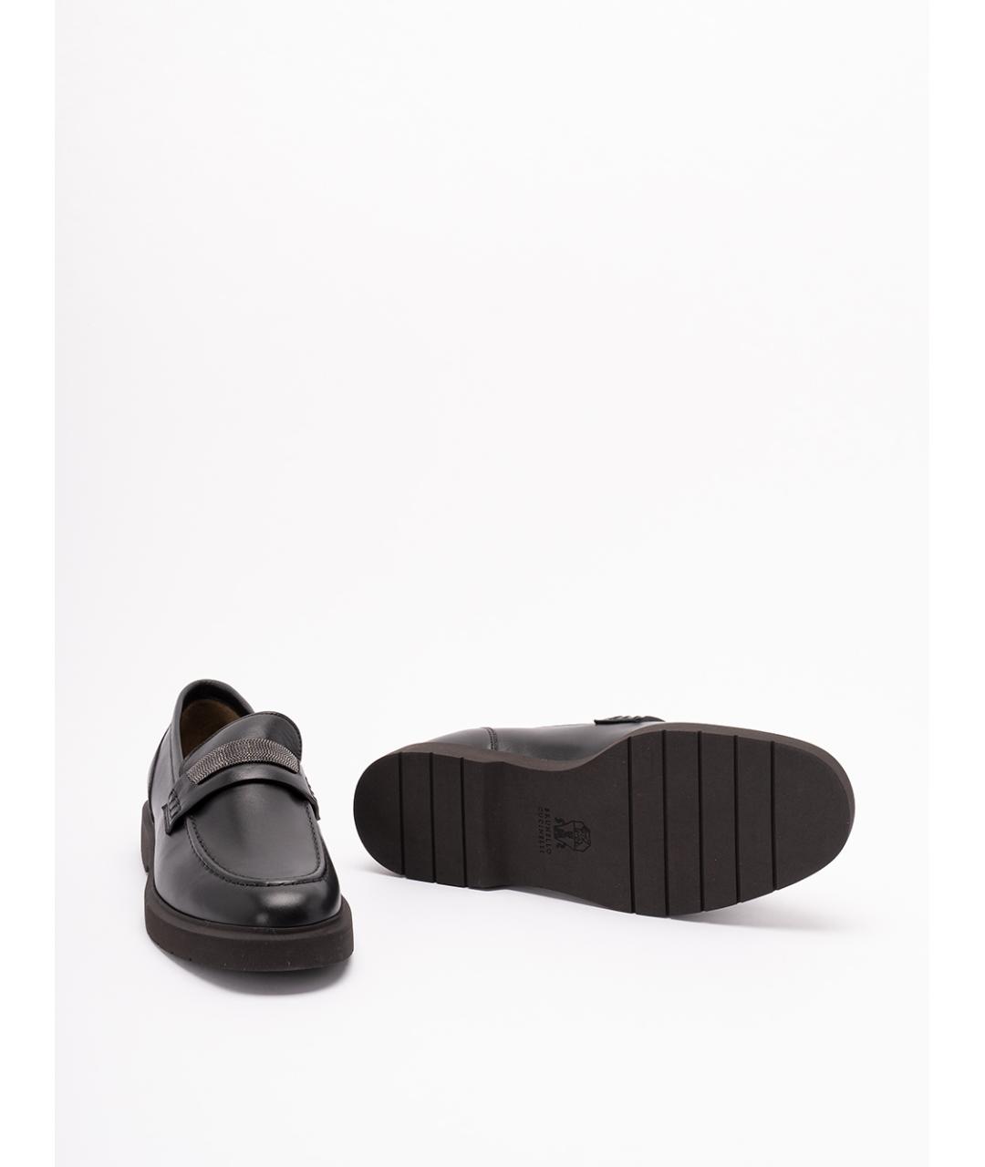 BRUNELLO CUCINELLI Черные кожаные лоферы, фото 4