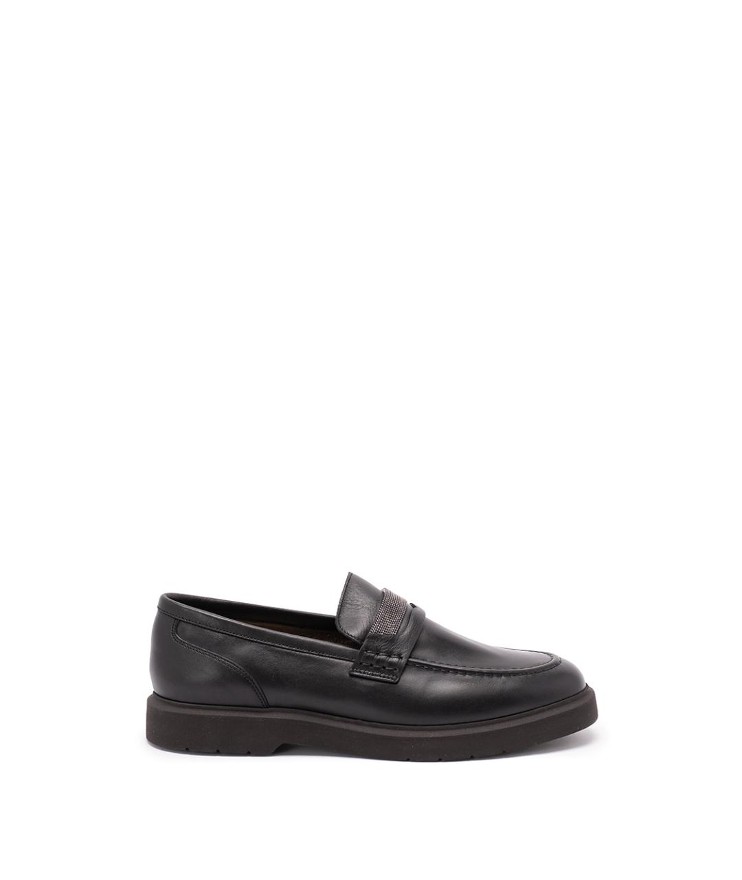 BRUNELLO CUCINELLI Черные кожаные лоферы, фото 1