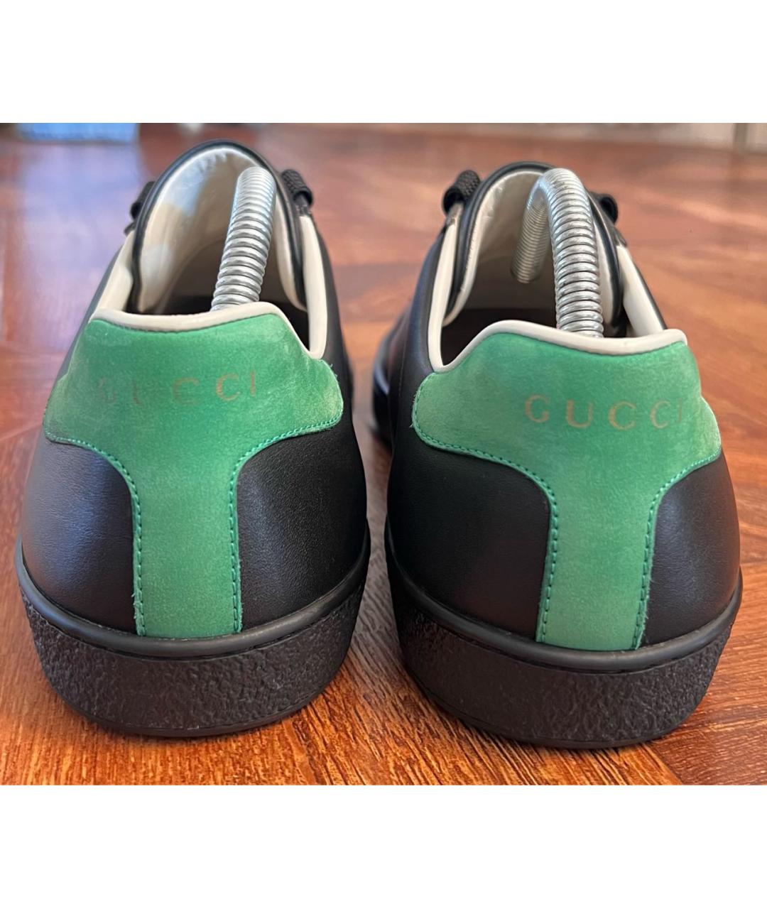 GUCCI Черные кожаные низкие кроссовки / кеды, фото 4