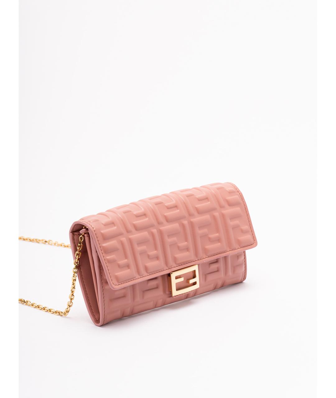 FENDI Розовая кожаная сумка через плечо, фото 3