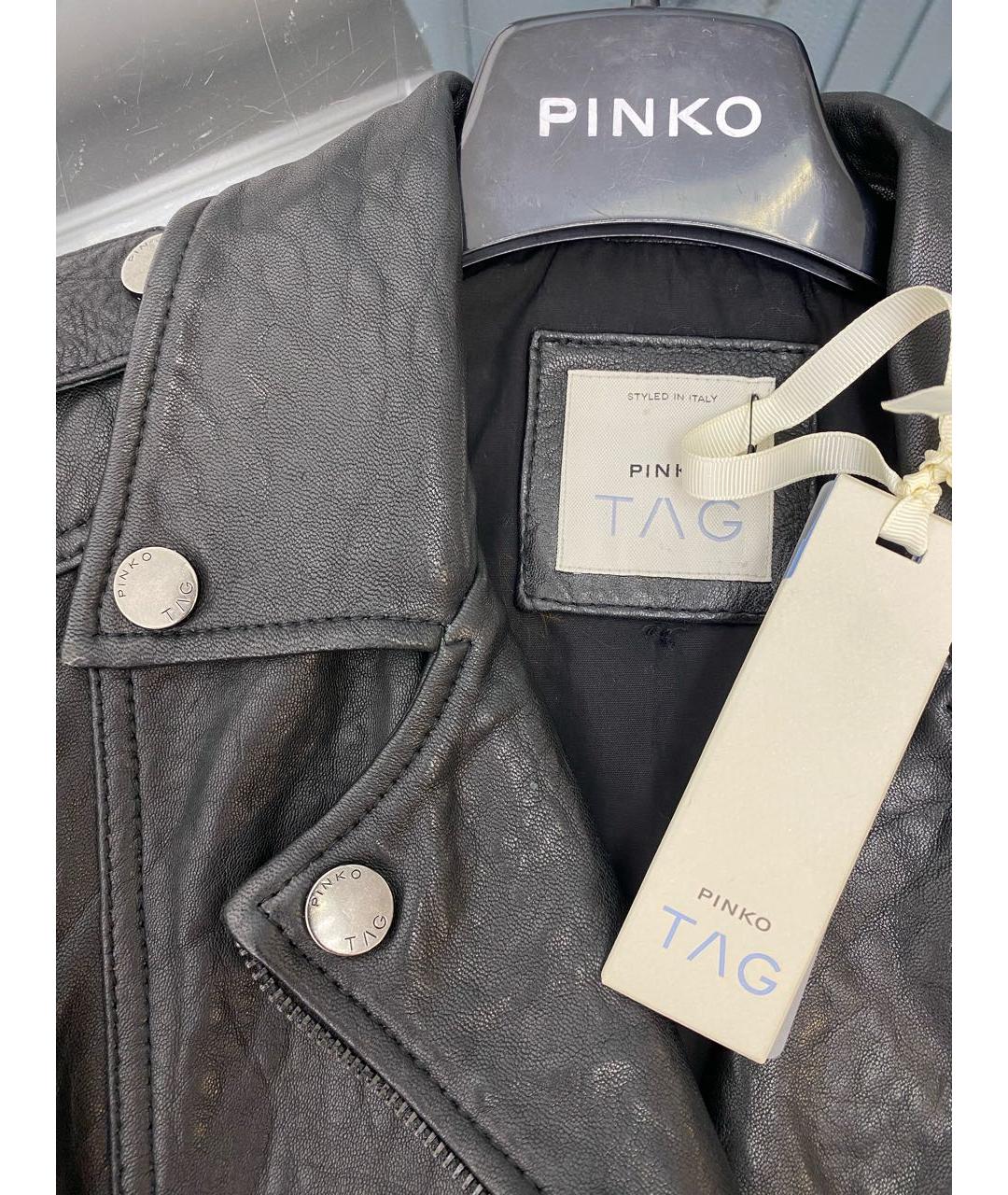 PINKO Черная кожаная куртка, фото 4