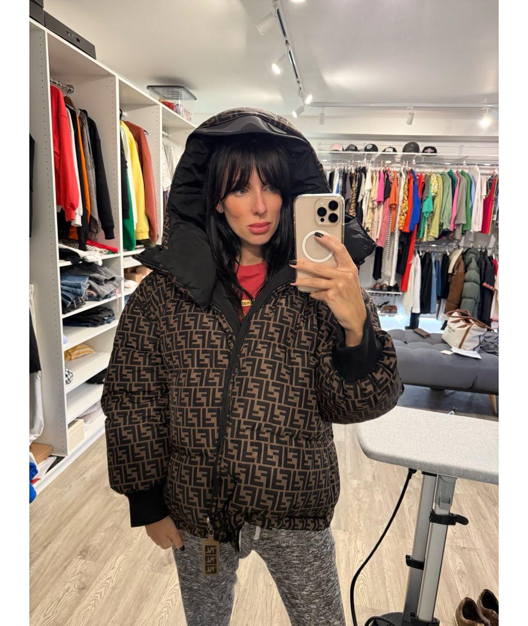 FENDI Коричневый пуховик, фото 8