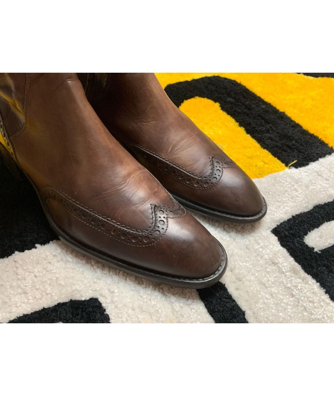 SANTONI Коричневые кожаные сапоги, фото 2