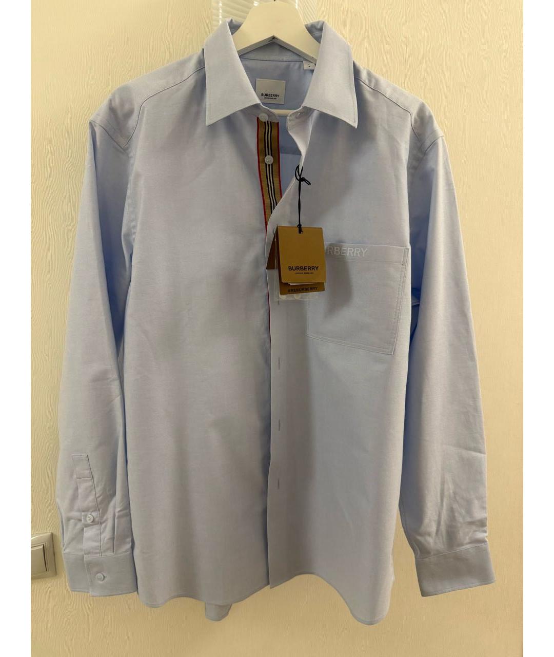 BURBERRY Голубая хлопковая классическая рубашка, фото 2