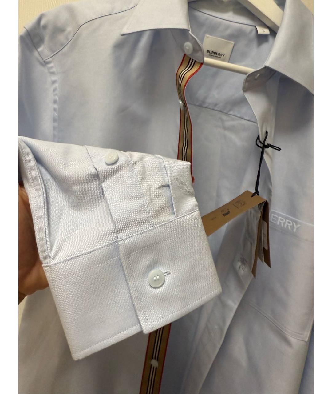 BURBERRY Голубая хлопковая классическая рубашка, фото 4