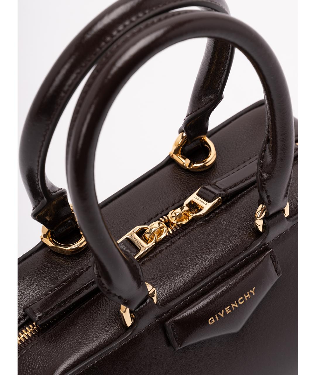 GIVENCHY Коричневая кожаная сумка с короткими ручками, фото 5