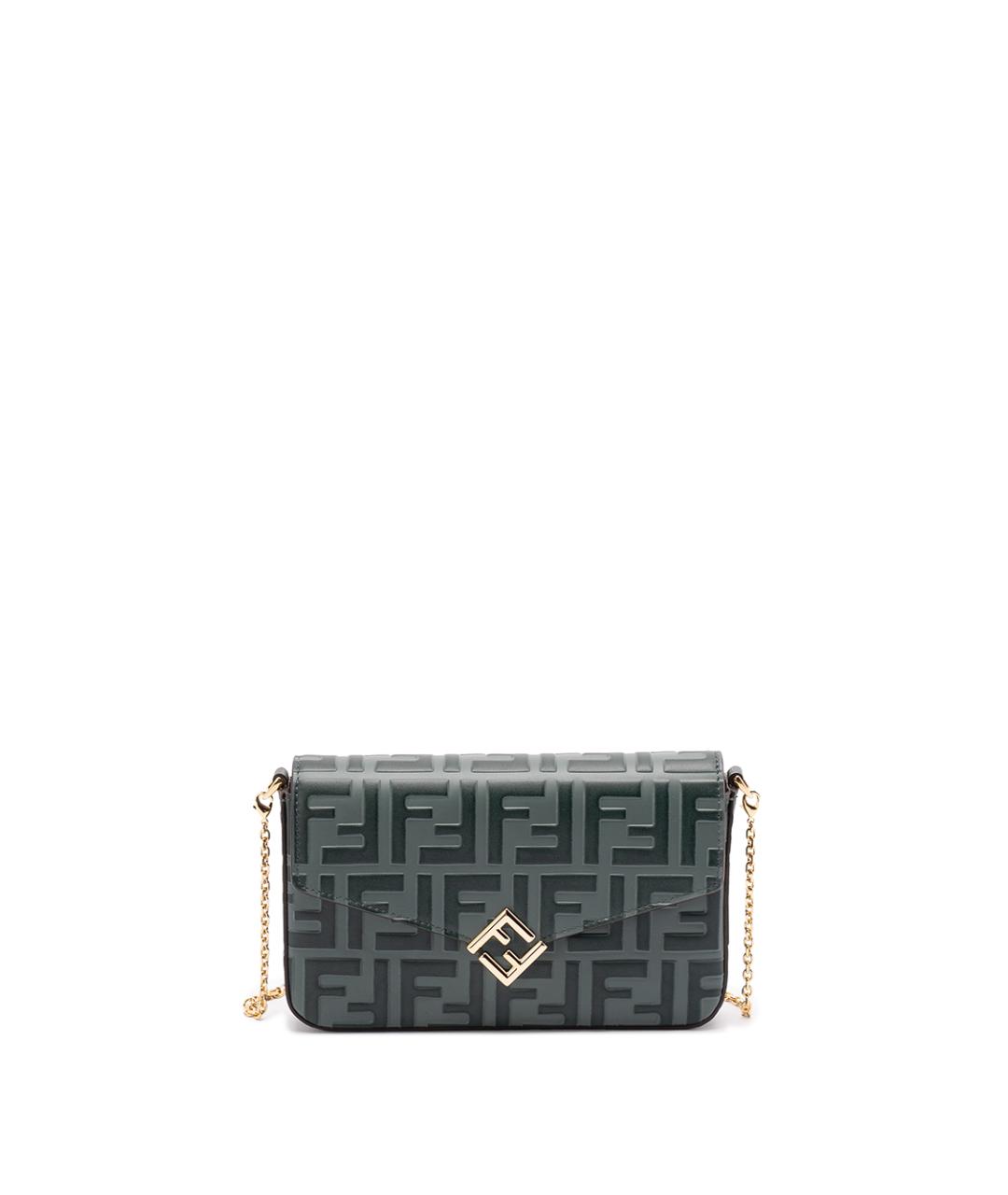 FENDI Зеленая кожаная сумка через плечо, фото 1
