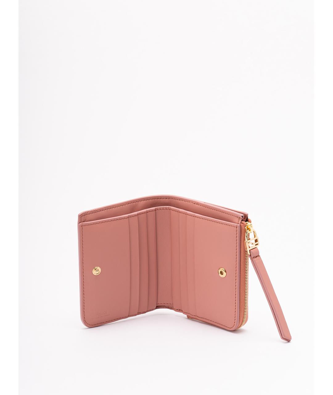 FENDI Розовый кожаный кошелек, фото 3