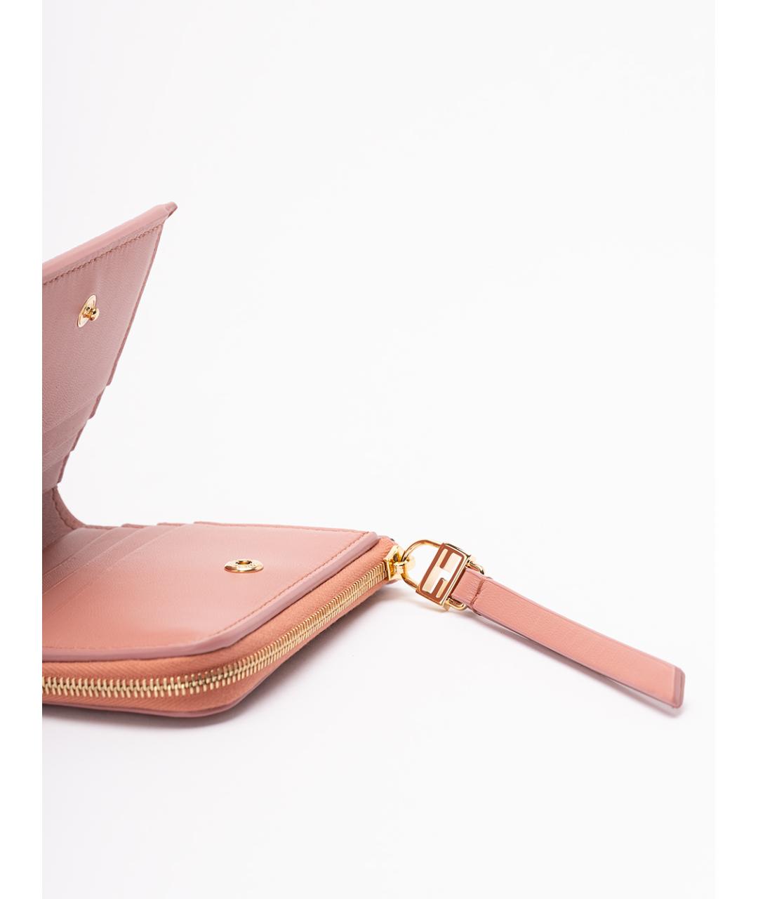 FENDI Розовый кожаный кошелек, фото 4