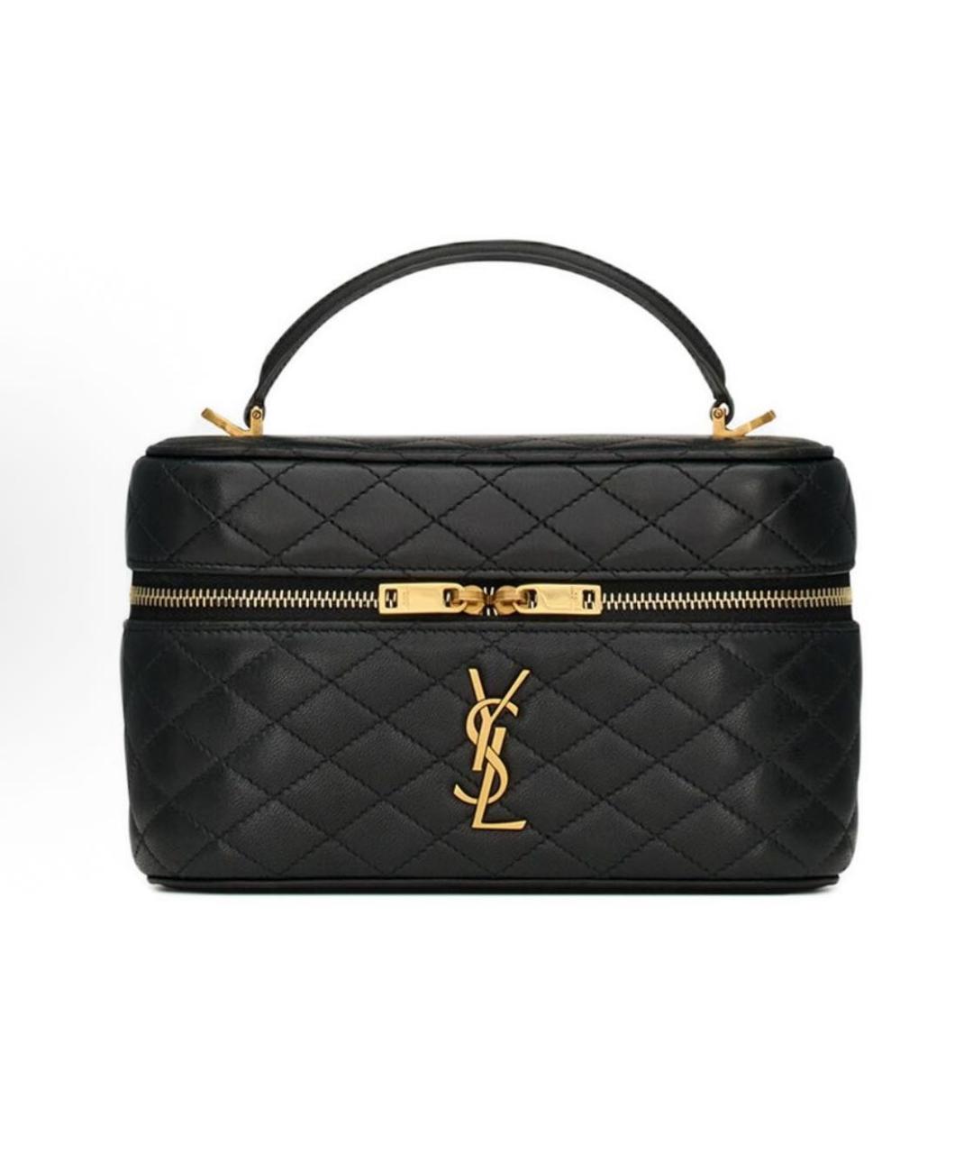 SAINT LAURENT Черная кожаная сумка с короткими ручками, фото 9