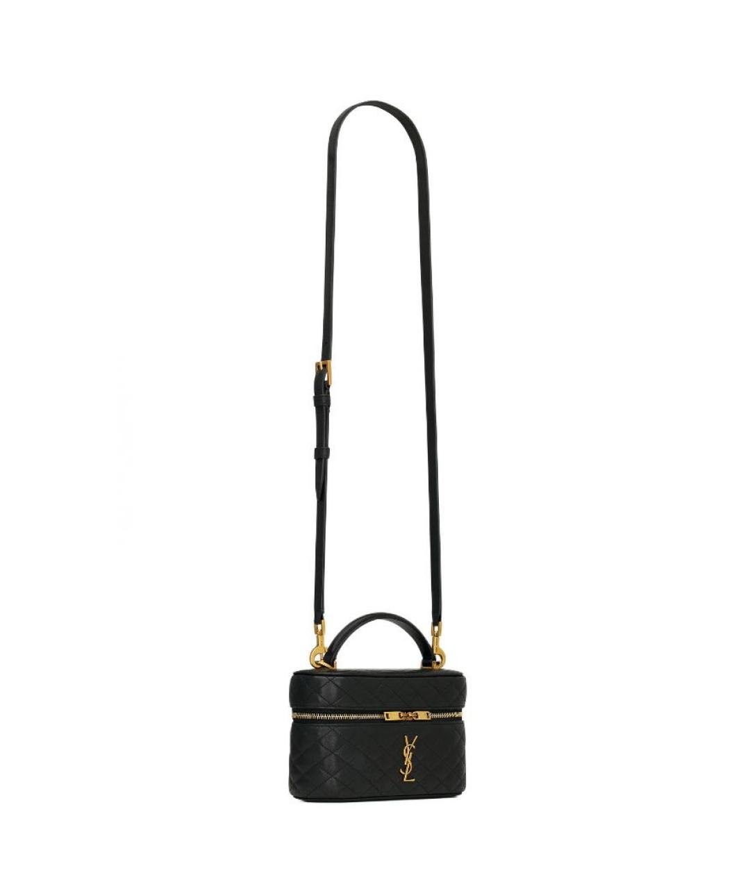 SAINT LAURENT Черная кожаная сумка с короткими ручками, фото 3
