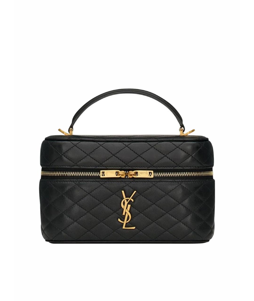 SAINT LAURENT Черная кожаная сумка с короткими ручками, фото 1