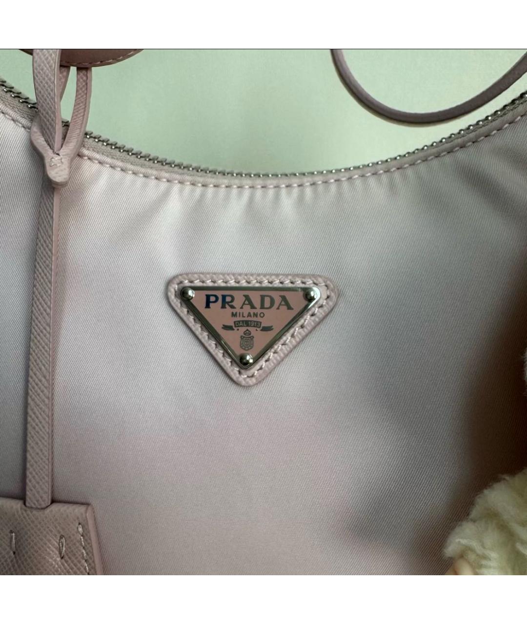PRADA Розовая кожаная сумка с короткими ручками, фото 4