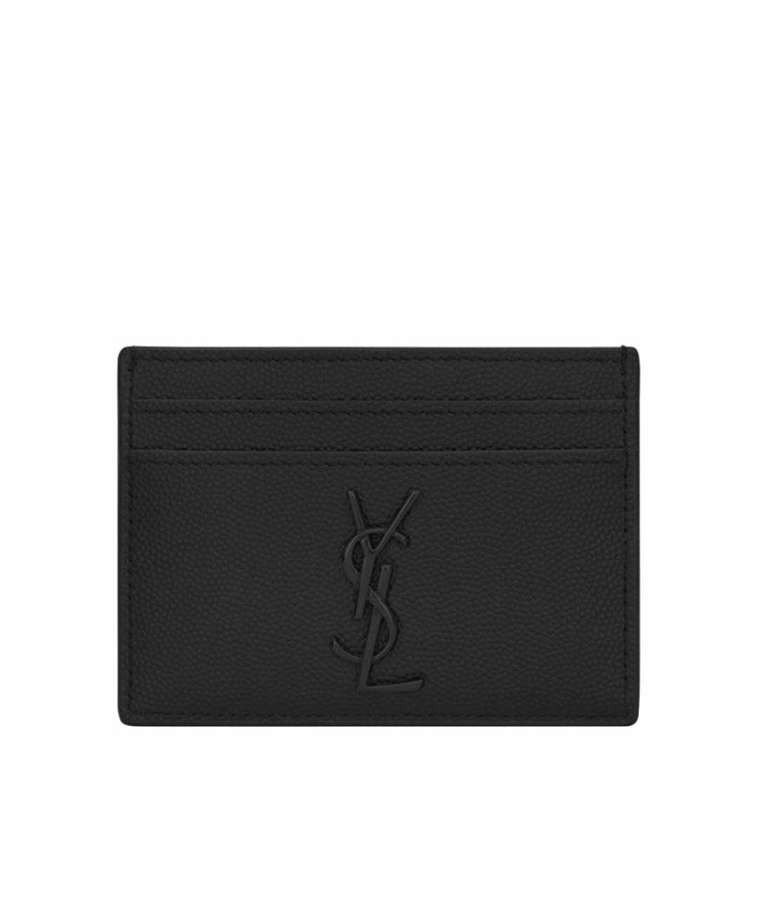 SAINT LAURENT Черный кожаный кардхолдер, фото 1