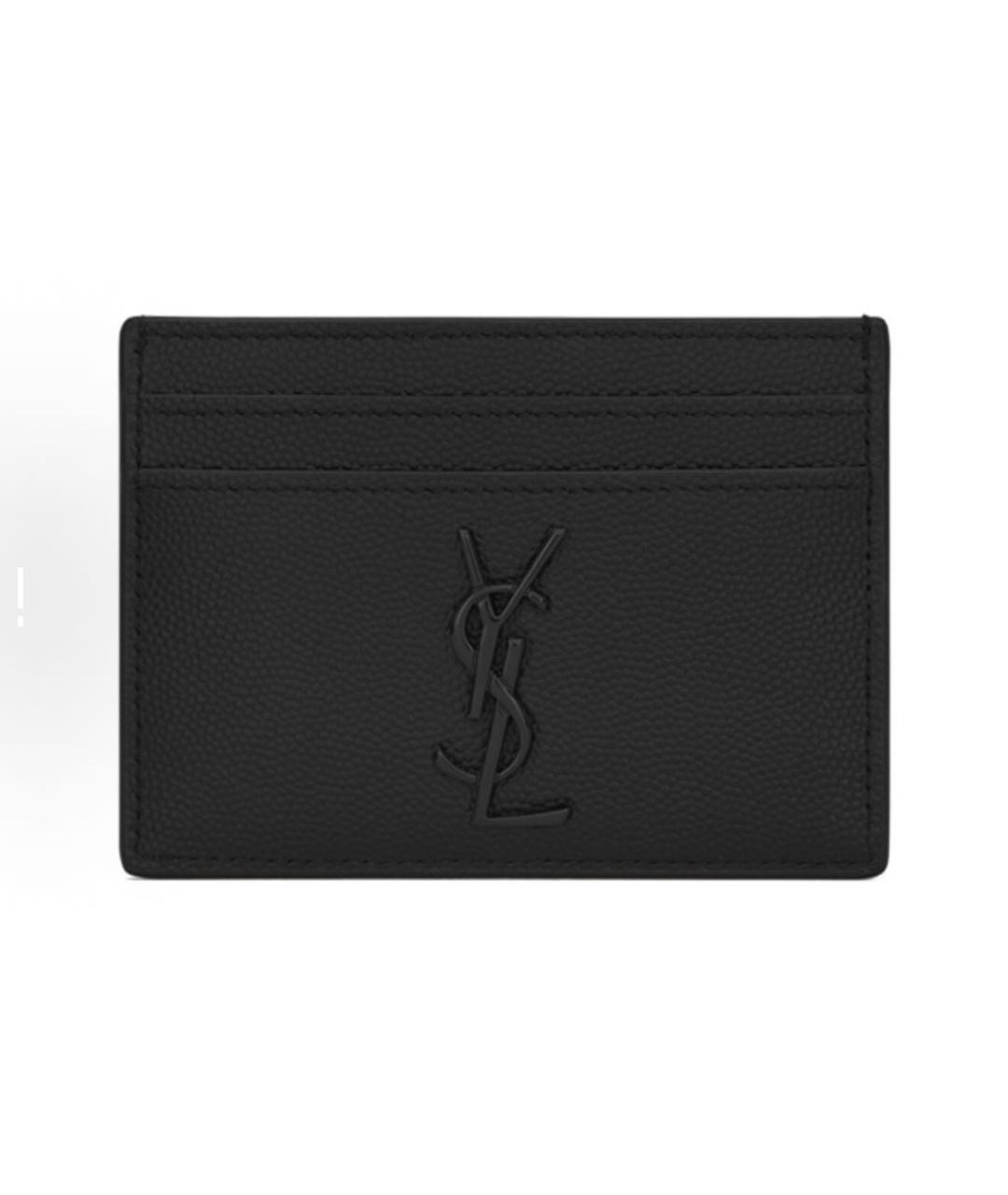 SAINT LAURENT Черный кожаный кардхолдер, фото 5