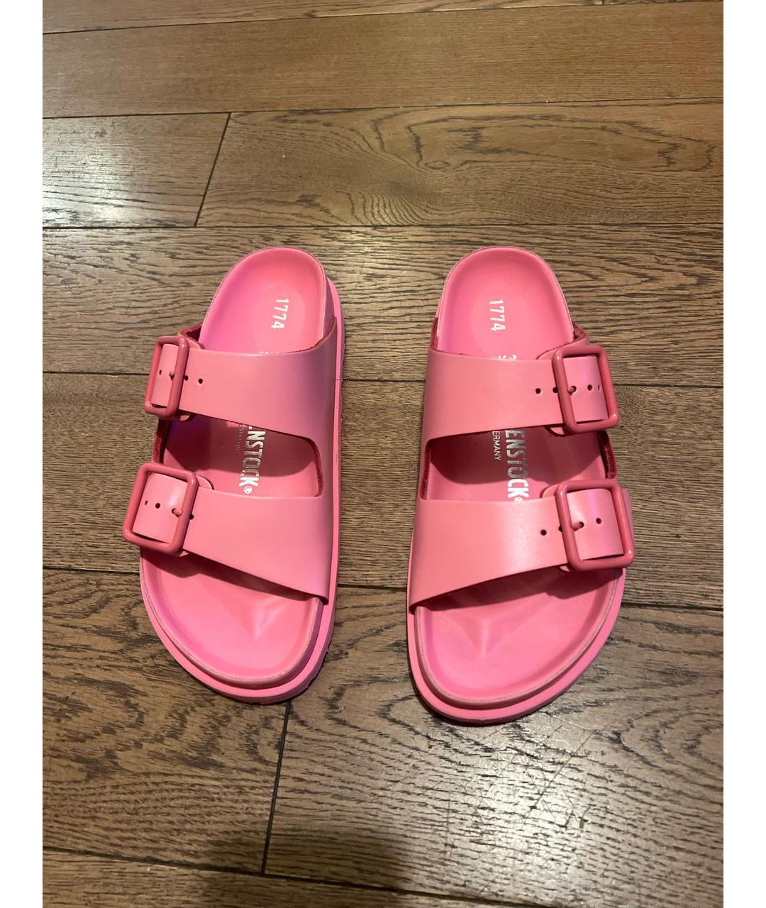 BIRKENSTOCK Розовые кожаные сандалии, фото 3