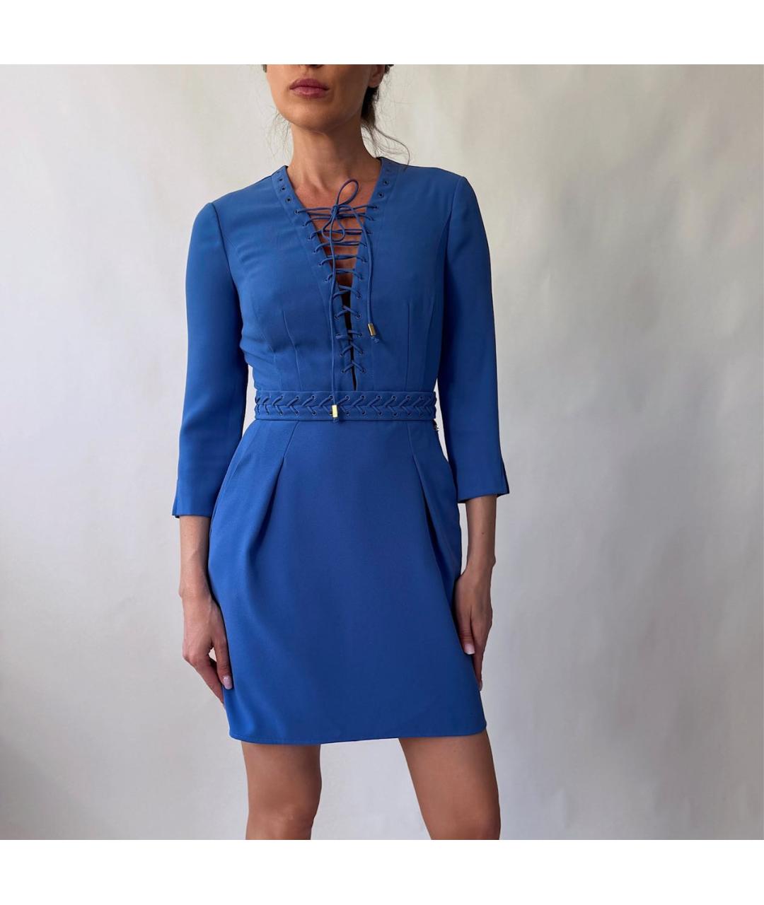 ELISABETTA FRANCHI Синее полиэстеровое повседневное платье, фото 5