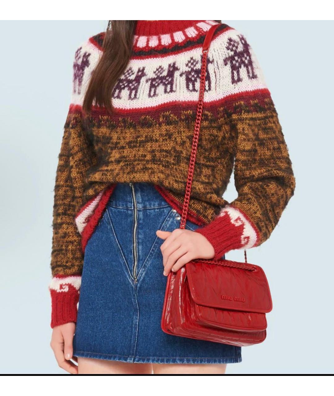 MIU MIU Красная кожаная сумка через плечо, фото 4