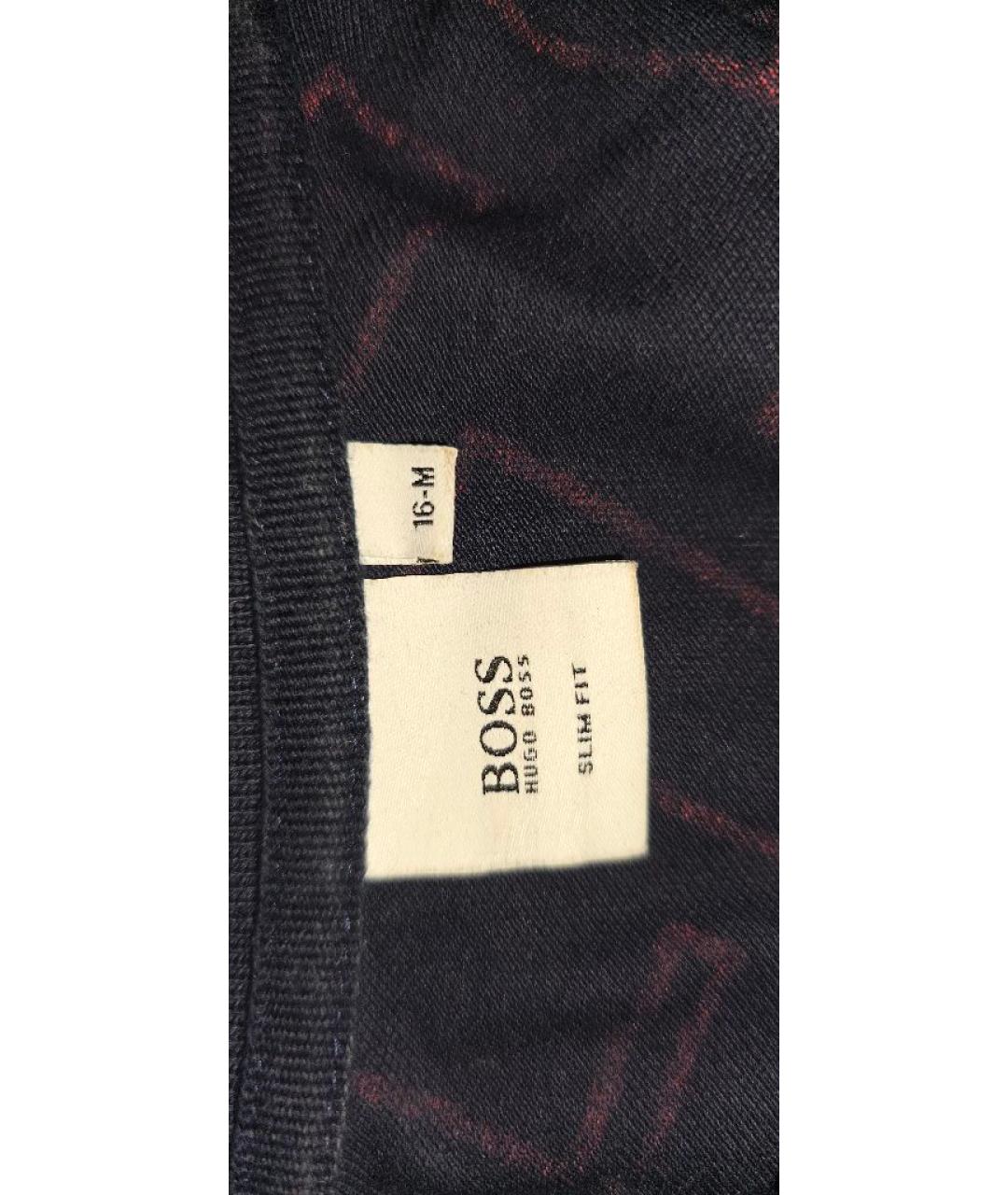 HUGO BOSS Темно-синее хлопко-эластановое поло с коротким рукавом, фото 3