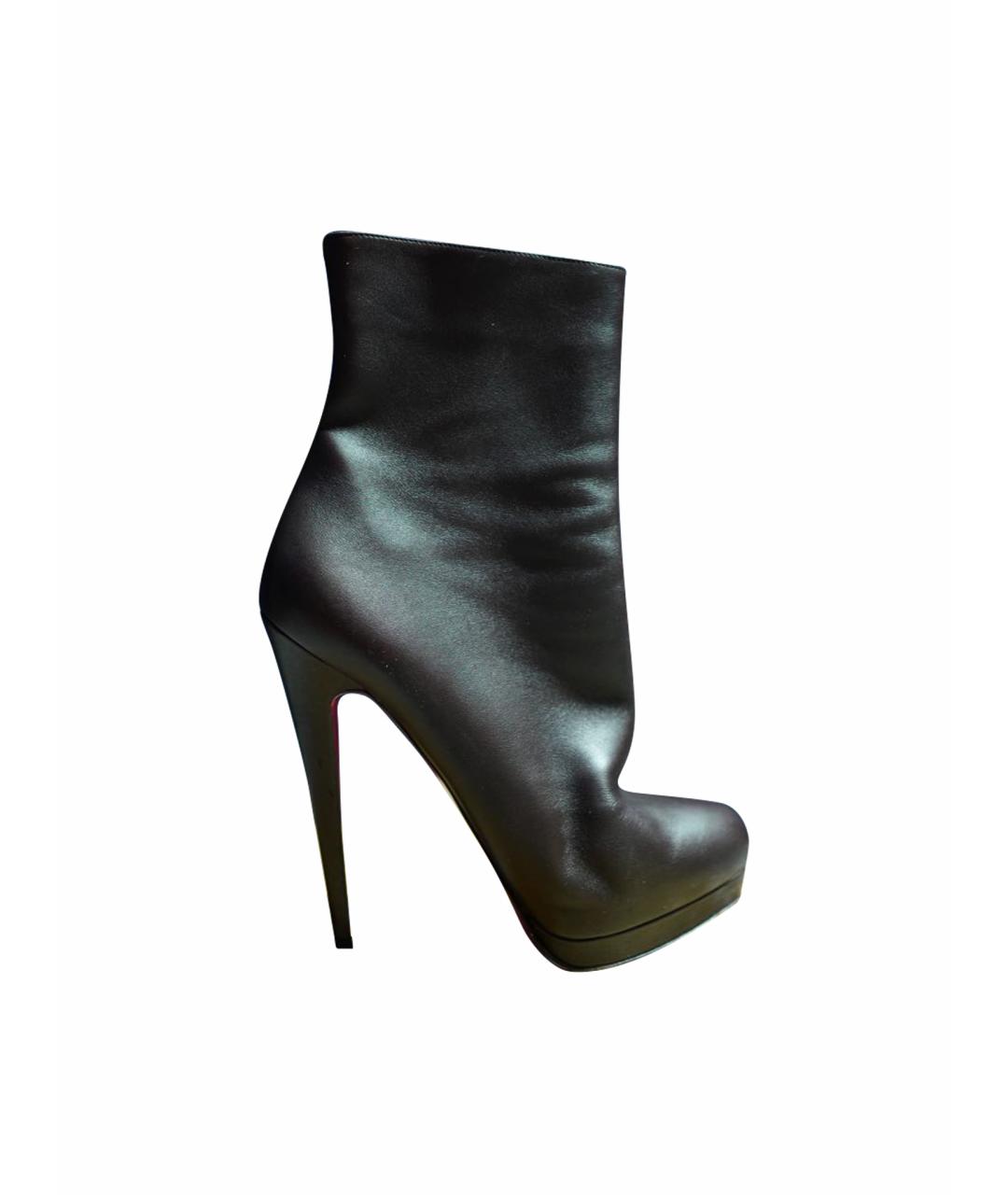CHRISTIAN LOUBOUTIN Коричневые кожаные ботильоны, фото 1