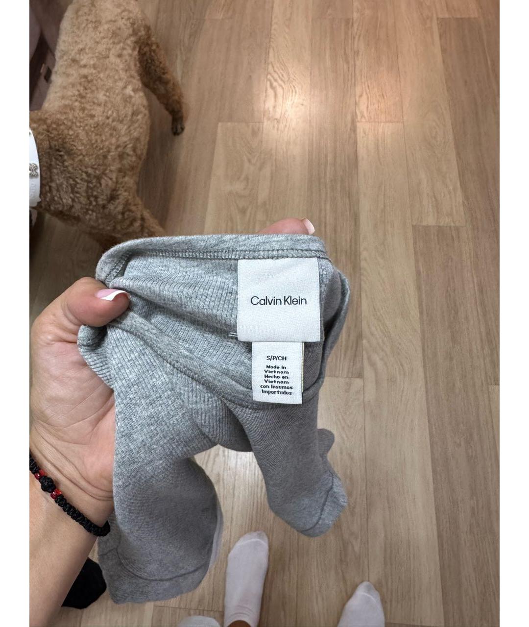CALVIN KLEIN Серая хлопковая футболка, фото 3