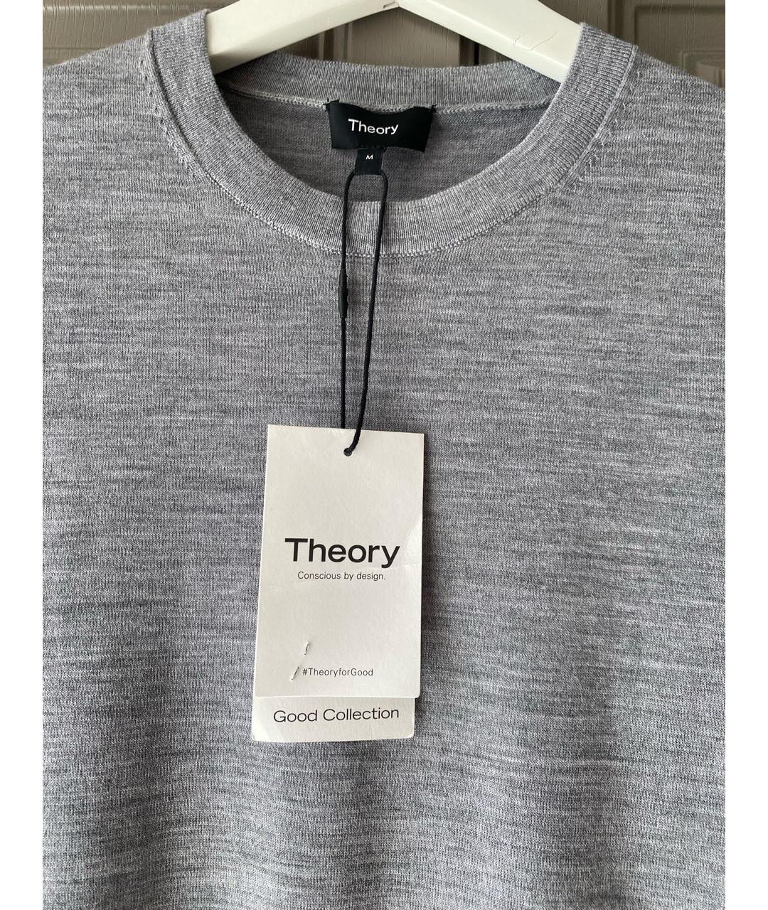 THEORY Серая шерстяная футболка, фото 4