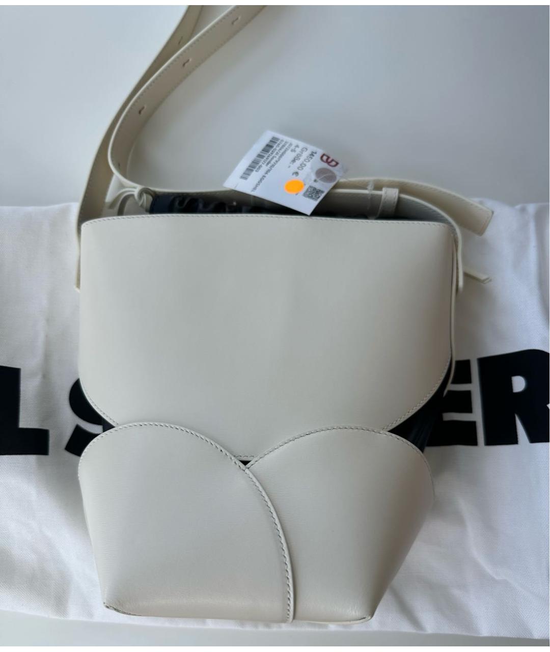 JIL SANDER Бежевая кожаная сумка через плечо, фото 3