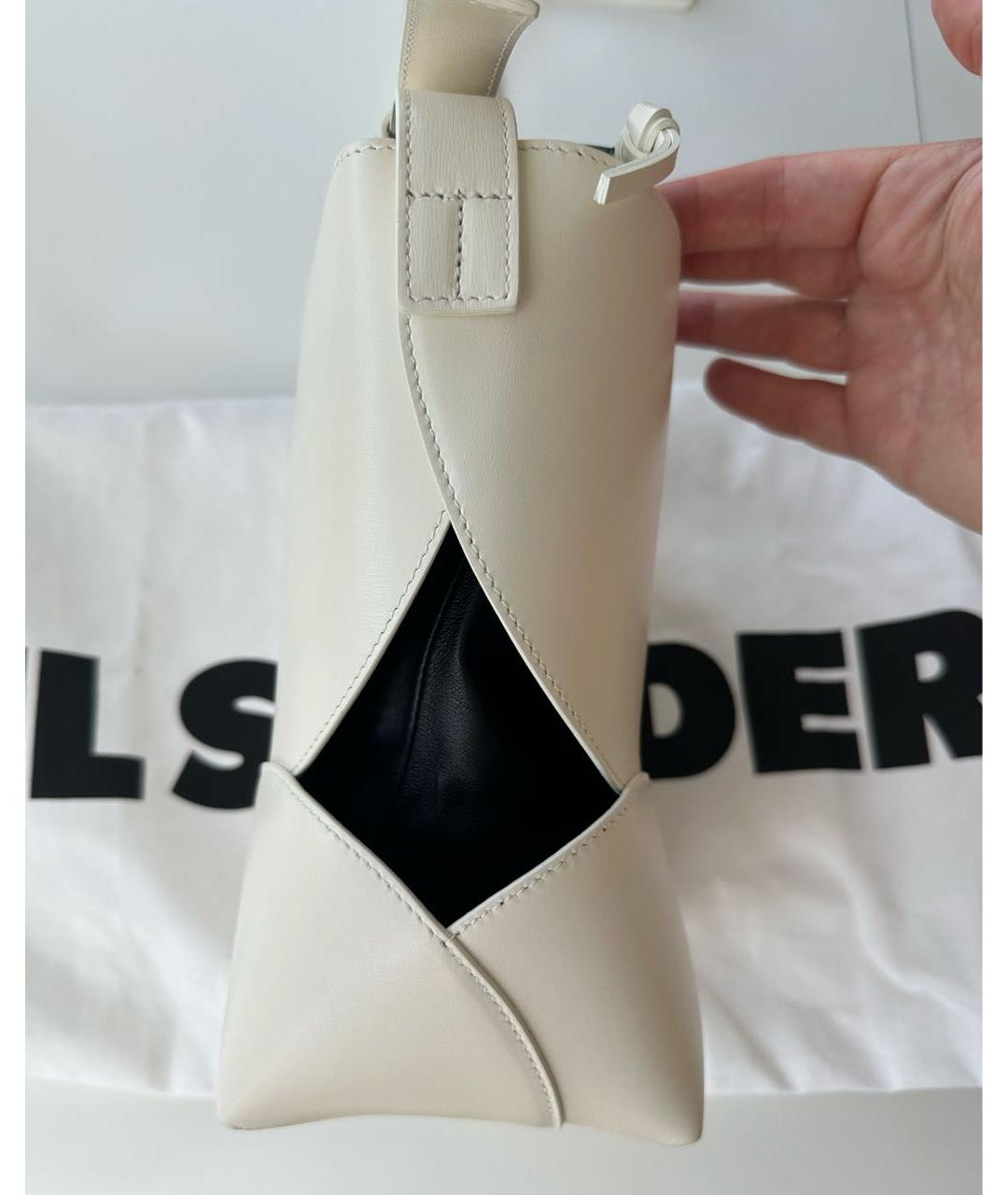 JIL SANDER Бежевая кожаная сумка через плечо, фото 6