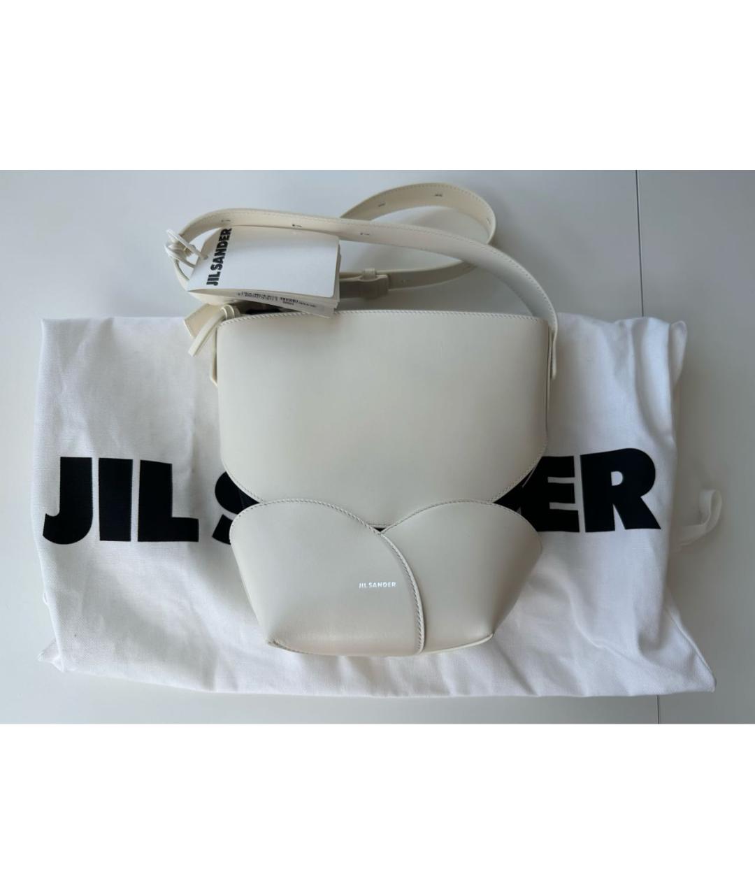 JIL SANDER Бежевая кожаная сумка через плечо, фото 2