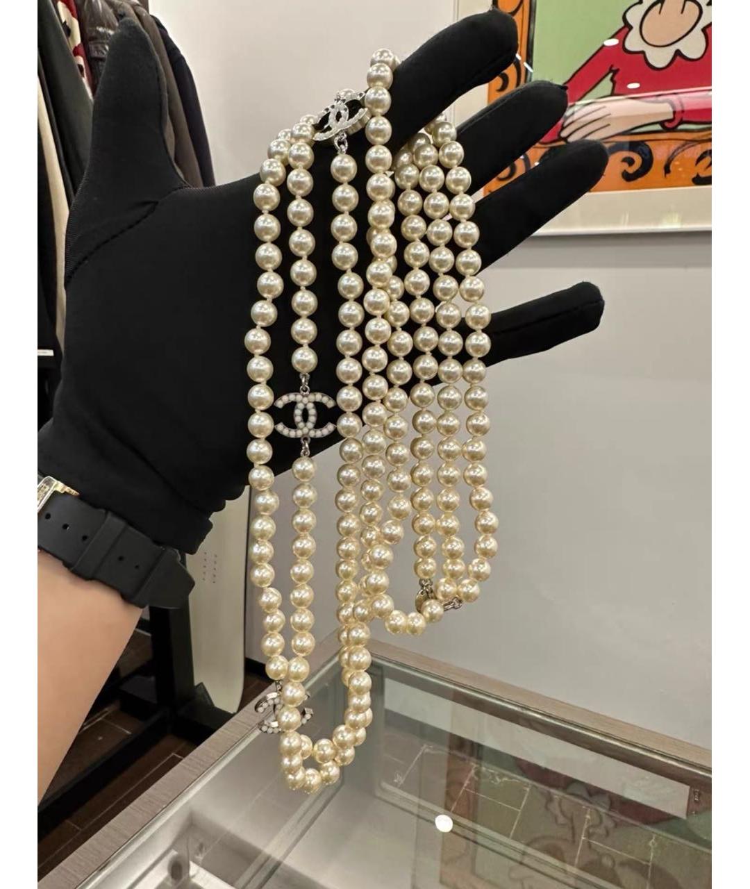 CHANEL Белое колье, фото 3