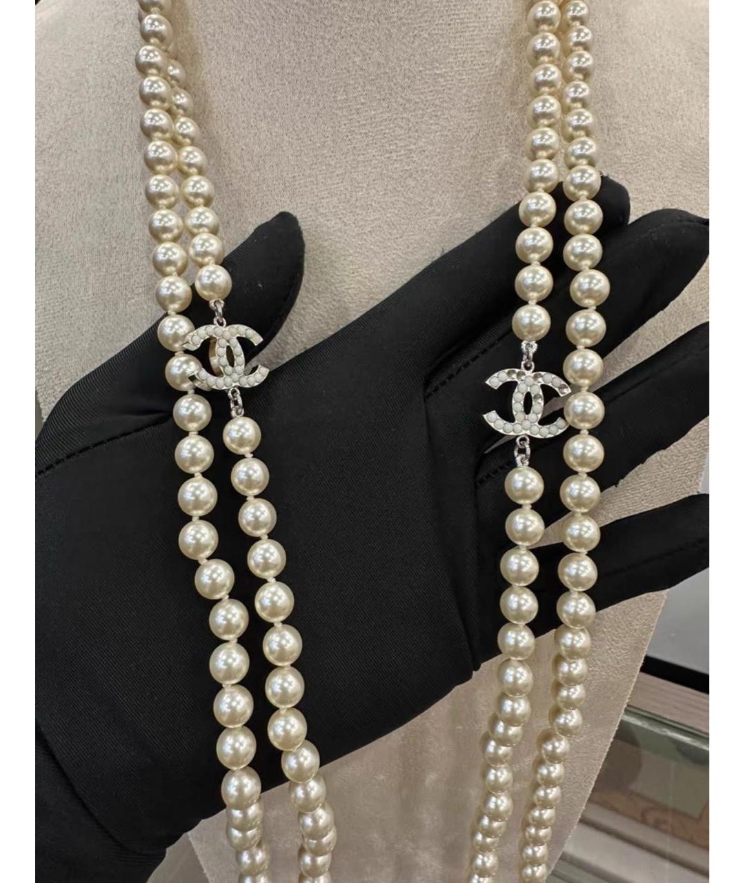 CHANEL Белое колье, фото 4