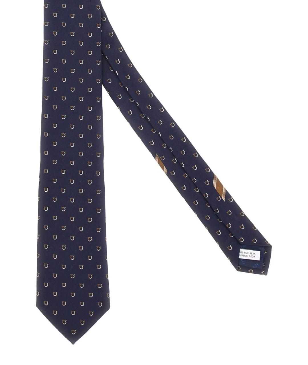 FERRAGAMO Синий шелковый галстук, фото 2