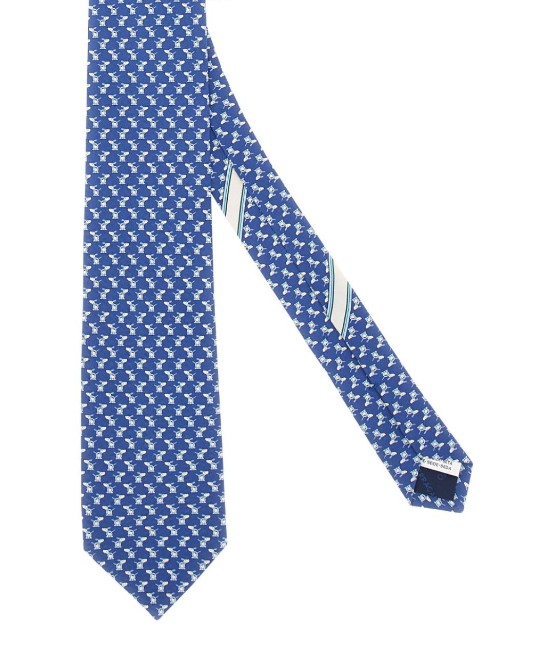FERRAGAMO Синий шелковый галстук, фото 2