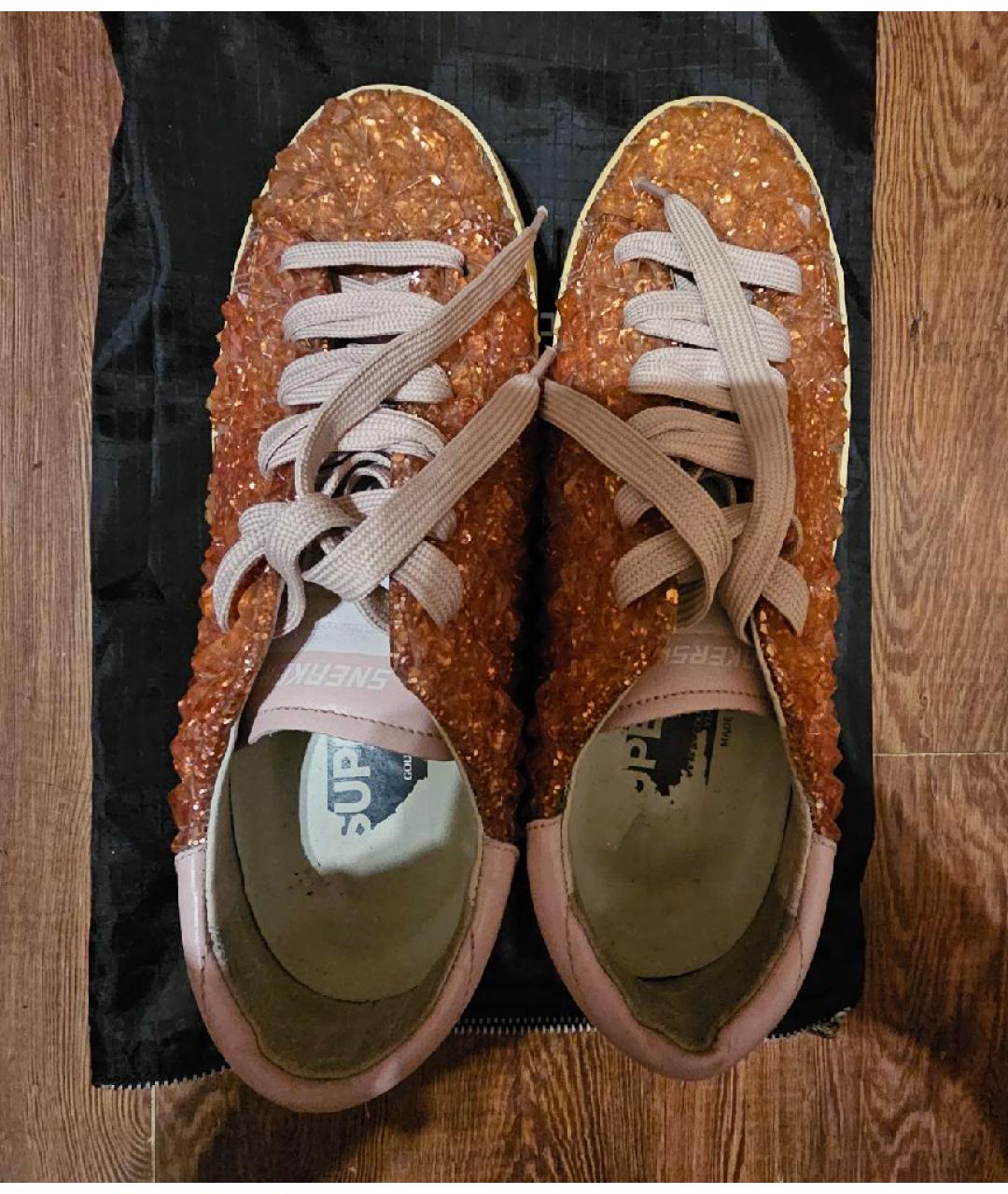GOLDEN GOOSE DELUXE BRAND Коралловые кожаные кеды, фото 2