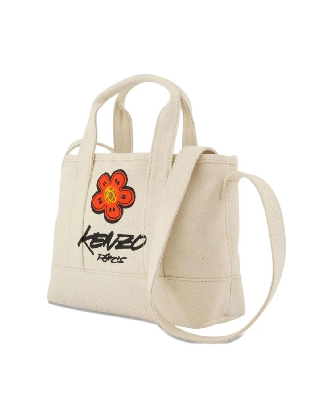 KENZO Бежевая хлопковая сумка тоут, фото 2