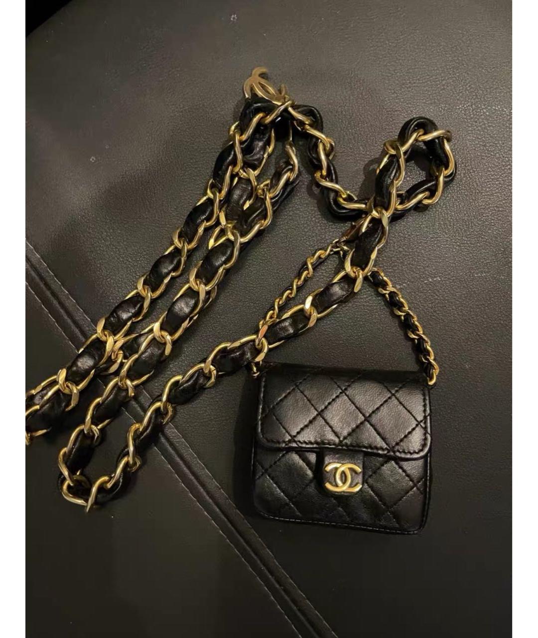 CHANEL Черная кожаная поясная сумка, фото 4